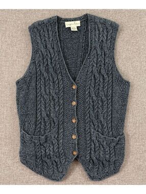 Vintage 1990s Geoffrey Beene Women's Sport Cable Knit Sweater Vest Size M Blue